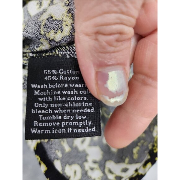 Rock & Republic Womens Animal Print Top XXL Green Tab Sleeve Button Up Casual - Picture 7 of 8